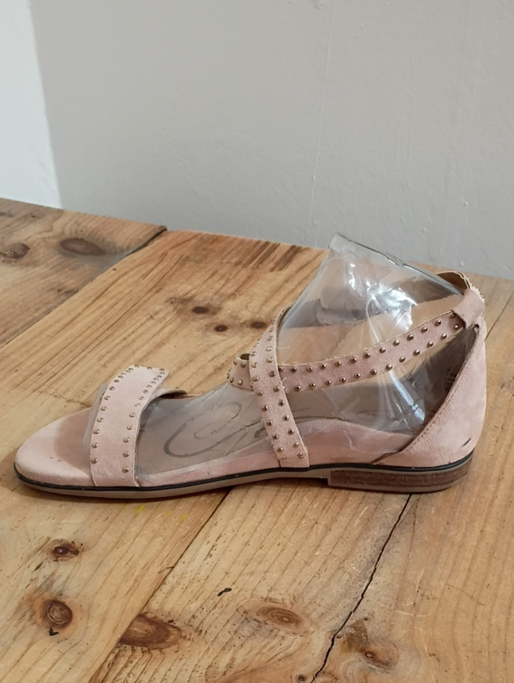 Aetrex Brenda Beaded Pink Suede Adjustable Cross Cross Sandals Size 39 - Picture 2 of 10